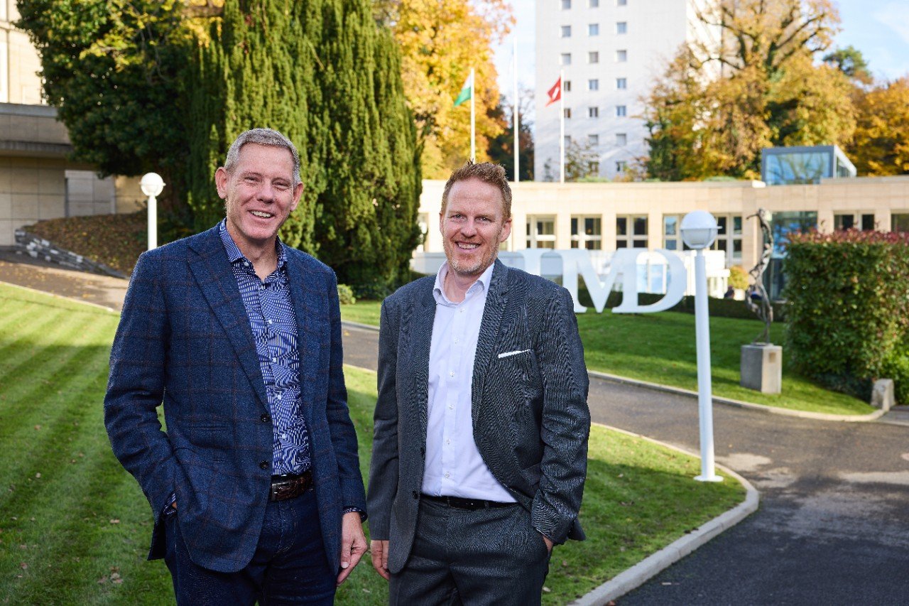 AVEVA CEO Caspar Herzberg and IMD President David Bach inaugurate the strategic partnership to advance industrial intelligence research