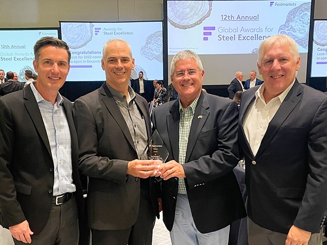 Martin Provencher and colleagues accept the Technology/IT Provider of the Year Award at the Global Awards for Steel Excellence from Fastmarkets.